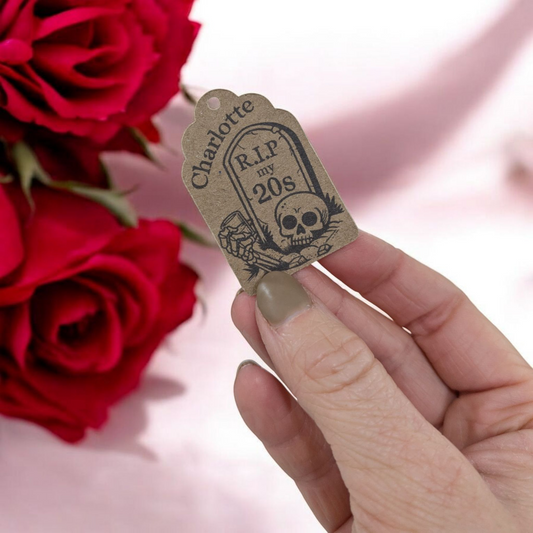 Personalised RIP to My 20s Birthday Party Tags