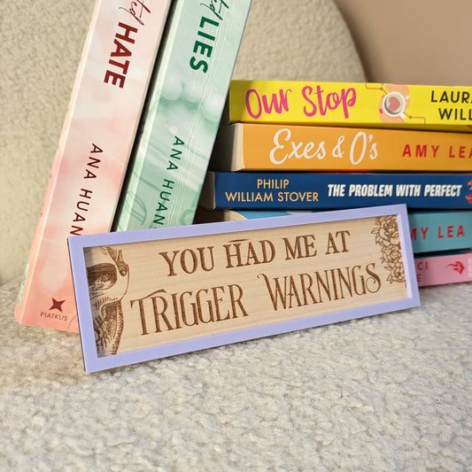Trigger Warnings Bookshelf Sign