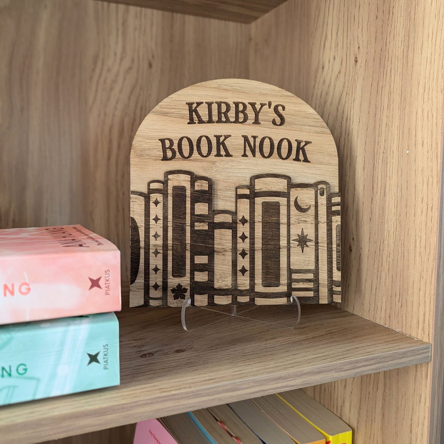 Personalised Oak Book Nook Sign