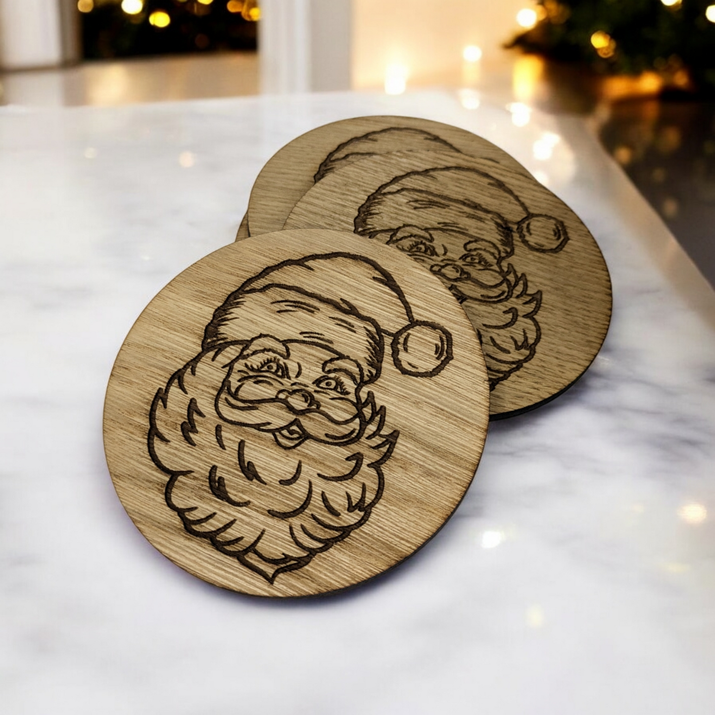 Father Christmas Wooden Coaster