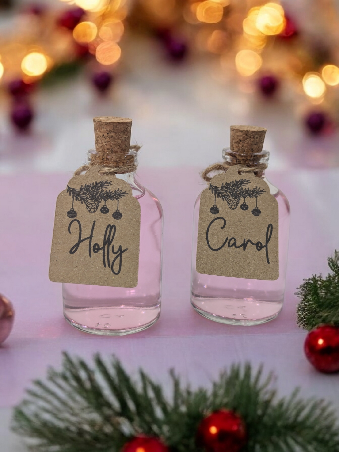 Personalised Christmas Place Card Shot Bottles