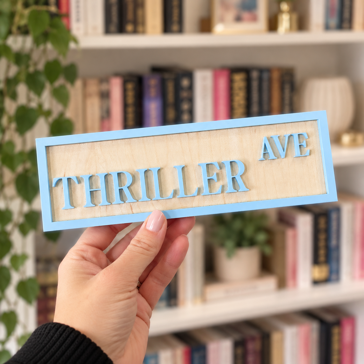 Thriller Bookshelf Street Sign