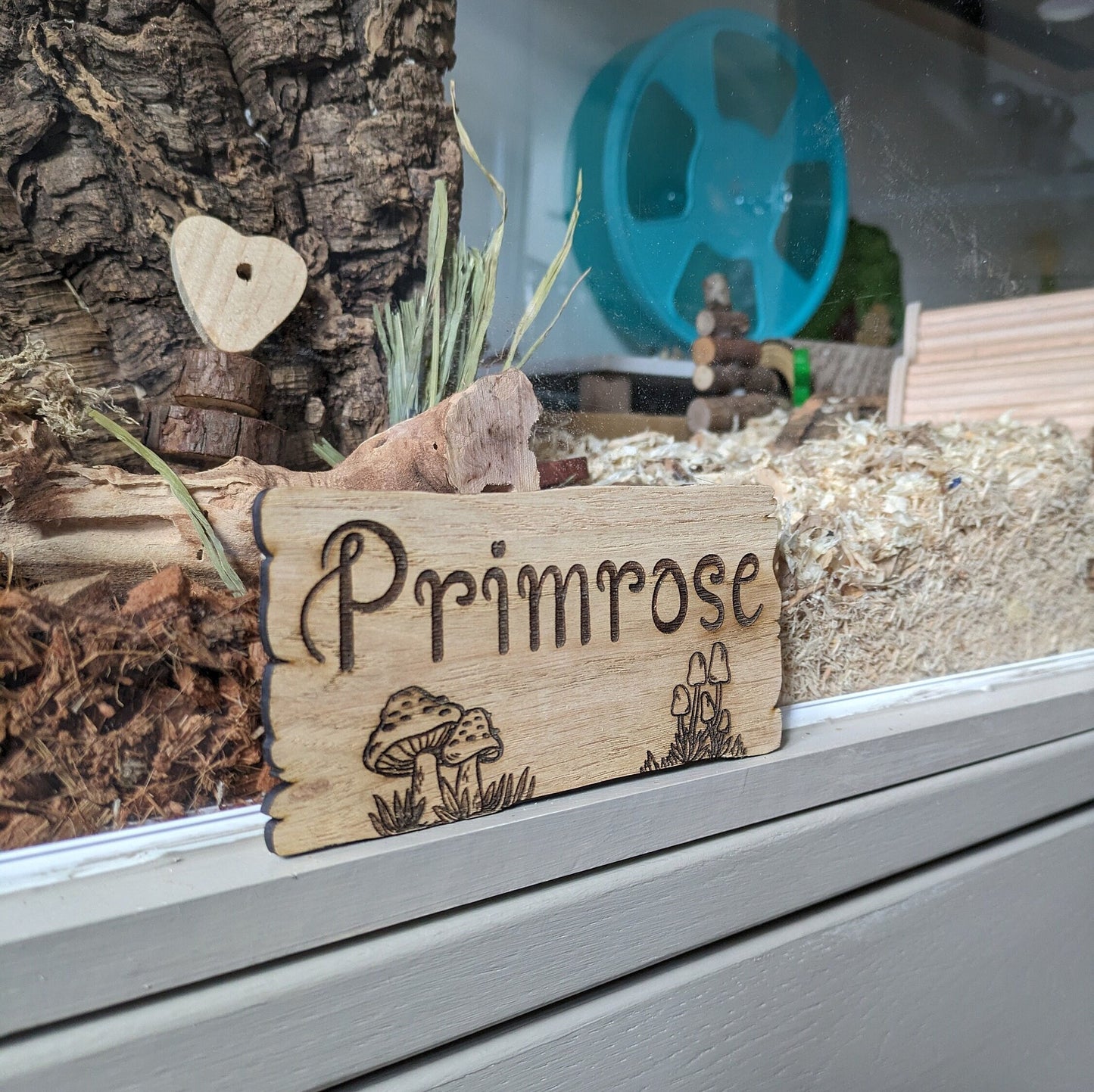 Personalised Mushroom Small Animal Cage Sign