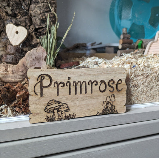 Personalised Mushroom Small Animal Cage Sign