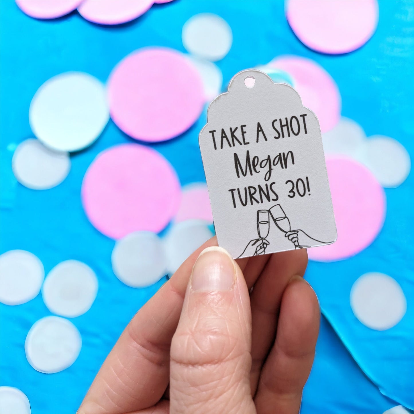Take a Shot Birthday Tags