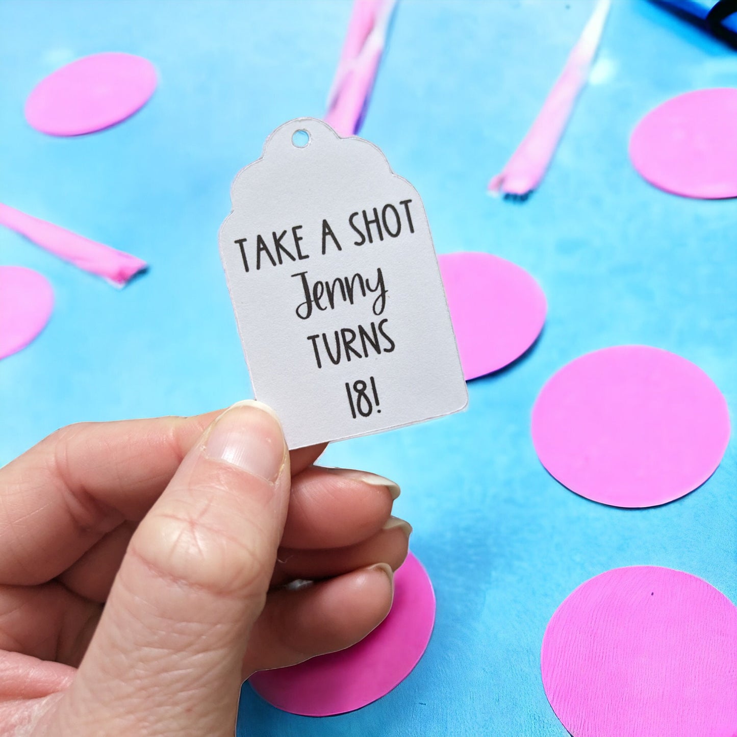 Take a Shot Birthday Tags