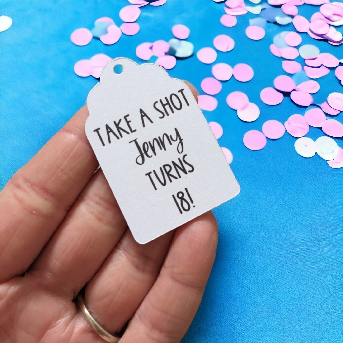 Take a Shot Birthday Tags