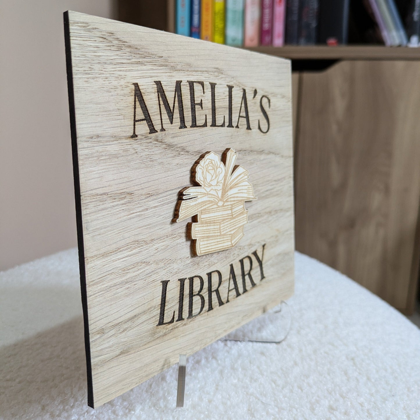 Personalised Oak Library Sign