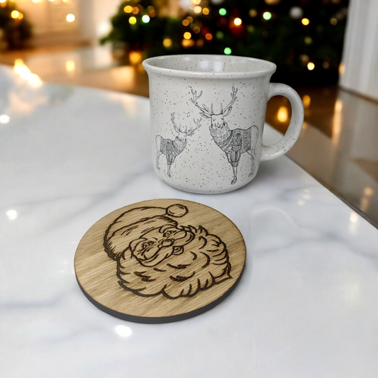 Father Christmas Wooden Coaster