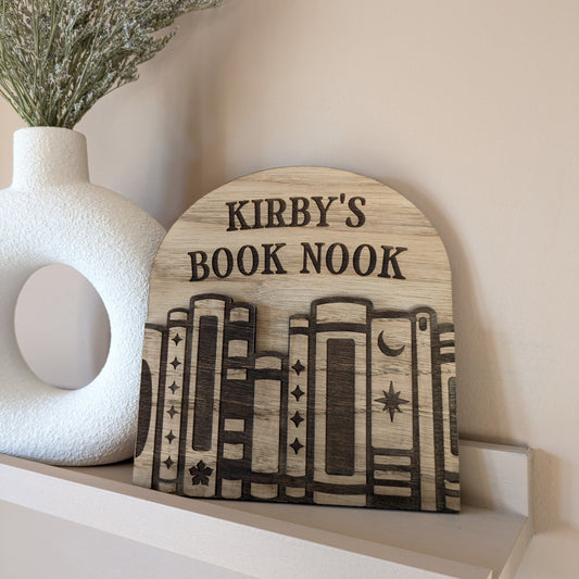 Personalised Oak Book Nook Sign