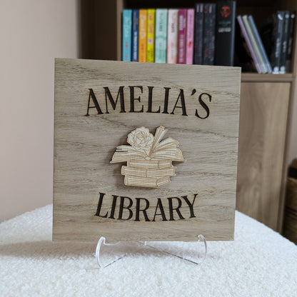 Personalised Oak Library Sign
