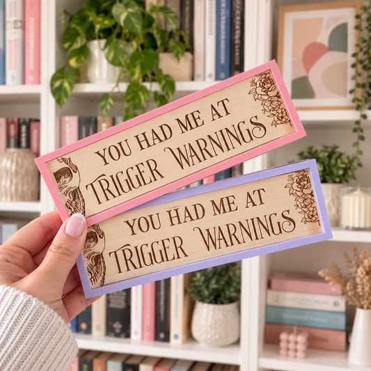Trigger Warnings Bookshelf Sign